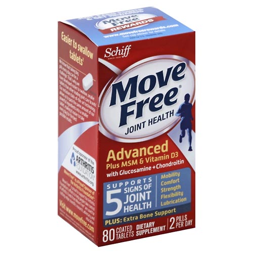 Image for Move Free Joint Health, Advanced Plus MSM & Vitamin D3, Coated Tablets,80ea from HomeTown Pharmacy - Stockbridge