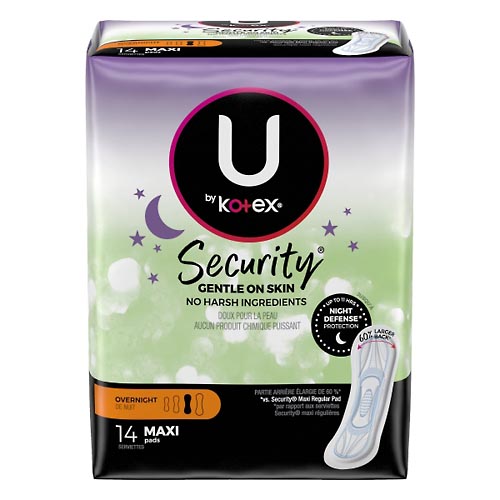 Image for U By Kotex Pads, Maxi, Overnight,14ea from HomeTown Pharmacy - Stockbridge