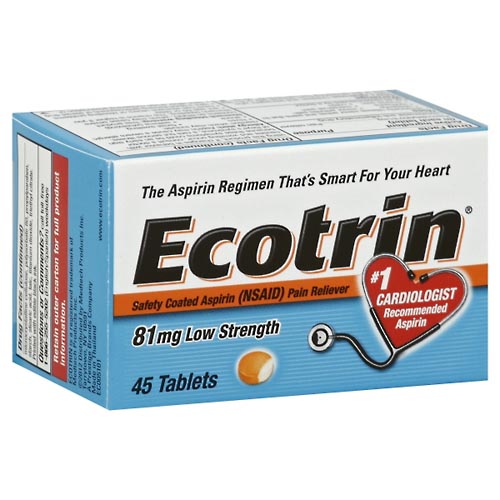 Image for Ecotrin Aspirin, Low Strength, 81 mg, Tablets,45ea from HomeTown Pharmacy - Stockbridge
