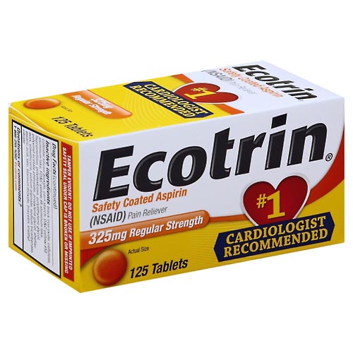 Image for Ecotrin Aspirin, Safety Coated, Regular Strength, 325 mg, Tablets,125ea from HomeTown Pharmacy - Stockbridge