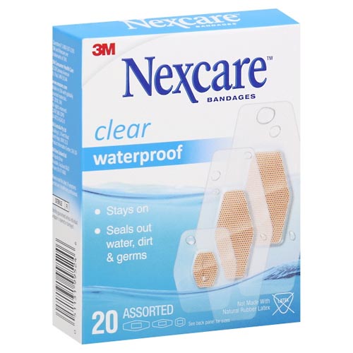 Image for Nexcare Bandages, Assorted, Waterproof, Clear,20ea from HomeTown Pharmacy - Stockbridge