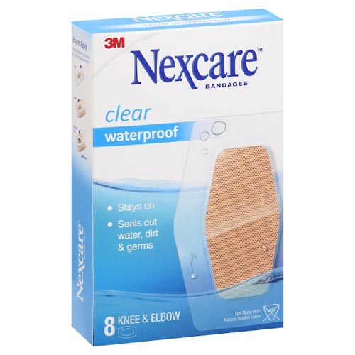 Image for Nexcare Bandages, Knee & Elbow, Waterproof, Clear,8ea from HomeTown Pharmacy - Stockbridge