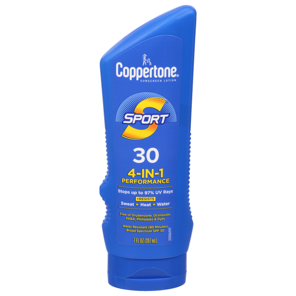 Image for Coppertone Sunscreen Lotion, 4-In-1 Performance, Broad Spectrum SPF 30,7fl oz from HomeTown Pharmacy - Stockbridge