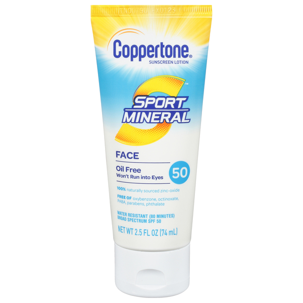 Image for Coppertone Sunscreen Lotion, Face, Broad Spectrum SPF 50,2.5fl oz from HomeTown Pharmacy - Stockbridge