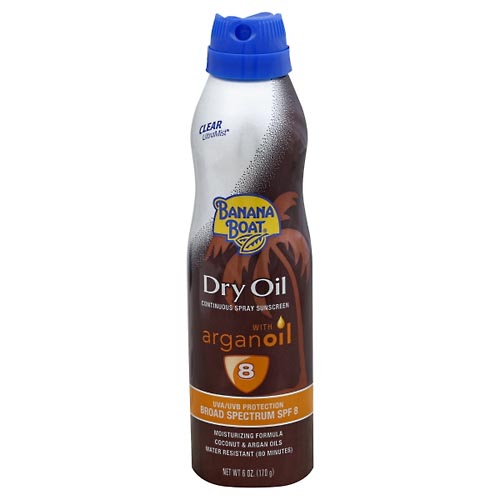 Image for Banana Boat Sunscreen, Continuous Spray, Dry Oil, with Argan Oil, Broad Spectrum SPF 8,6oz from HomeTown Pharmacy - Stockbridge