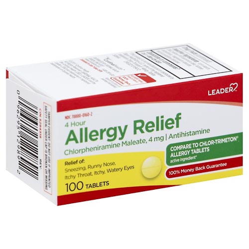 Image for Leader Allergy Relief, 4 Hour, 4 mg, Tablets,100ea from HomeTown Pharmacy - Stockbridge