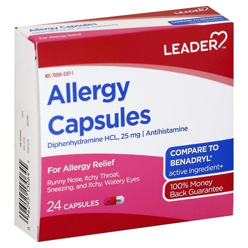 Image for Leader Allergy Capsules, 25 mg,24ea from HomeTown Pharmacy - Stockbridge