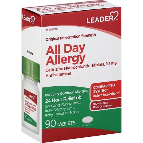 Image for Leader All Day Allergy Relief, 24 Hr,Original, Tablet,90ea from HomeTown Pharmacy - Stockbridge