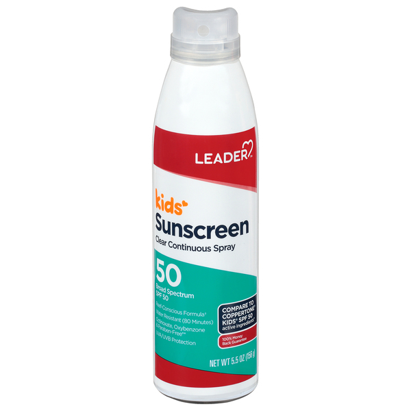 Image for Leader Sunscreen, Clear Continuous Spray, Broad Spectrum SPF 50,5.5oz from HomeTown Pharmacy - Stockbridge