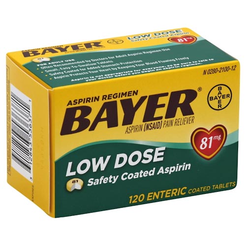 Image for Bayer Aspirin, Low Dose, 81 mg, Enteric Coated Tablets,120ea from HomeTown Pharmacy - Stockbridge